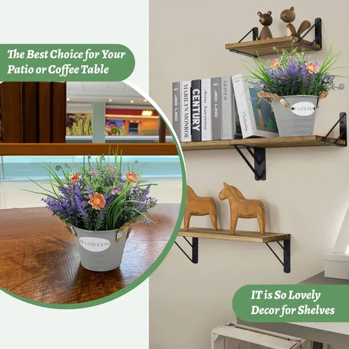 Miniatura 5 de Plantas Falsas Flores de Lavanda Morada Hierba Falsa con Maceta Decoraciones de Fiesta 10" de Alto Planta Artificial Estética para Hogar Oficina