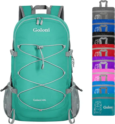 Miniatura 8 de Goloni Mochila plegable ultraligera de 40 litros – Mochila de senderismo plegable resistente al agua, pequeña mochila plegable para viajes