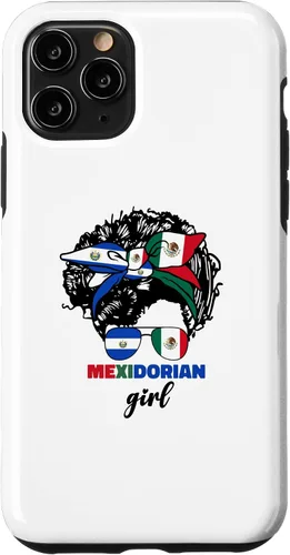 Miniatura 10 de Funda para iPhone 13 Pro Max mitad mexicana y salvadoreña mexicana y salvadoreña para niña con la bandera de El Salvador