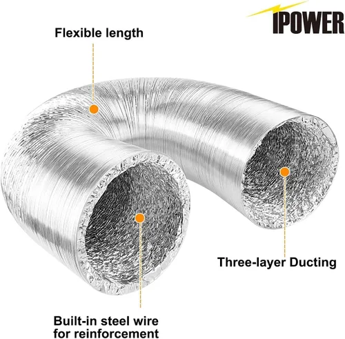 Miniatura 10 de iPower Ventilador en línea de 195 CFM de 4 pulgadas, soplador de ventilación de circulación, filtro de carbono de aire con gancho, conducto de 8