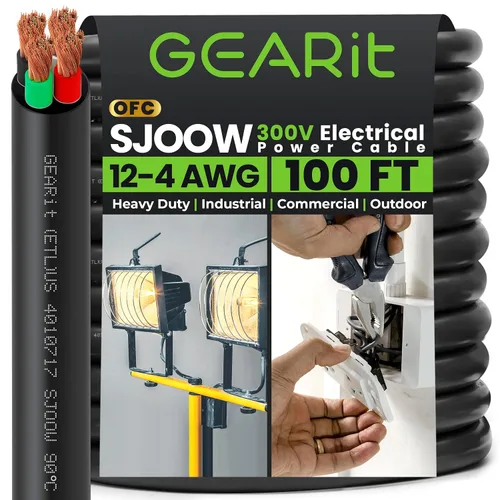 Miniatura 24 de GEARit Cable de alimentación portátil 10/3 10 AWG (100 pies - 3 conductores) SJOOW 300V calibre 10 cable eléctrico para derivaciones de motor, luces