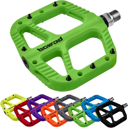 Miniatura 15 de Pedales MTB Pedales planos de bicicleta de montaña para adultos, pedal de plataforma de bicicleta compuesto de nailon ligero y ancho con pasadores