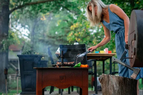 Miniatura 13 de Black Earth Teppan XL - Parrilla de leña - Rejilla de acero al carbono y superficie plana Teppanyaki - Parrilla de 1200 pulgadas cuadradas +