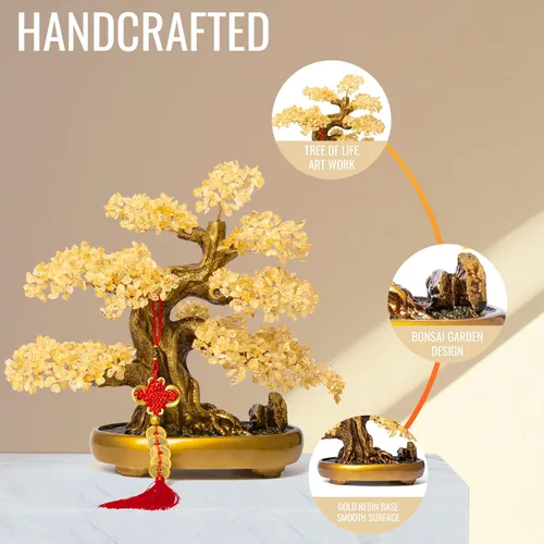 Miniatura 5 de Árbol bonsái de cristal de citrino natural, árbol de la vida, gran árbol de chakras de dinero Feng Shui para la suerte y la riqueza decoración