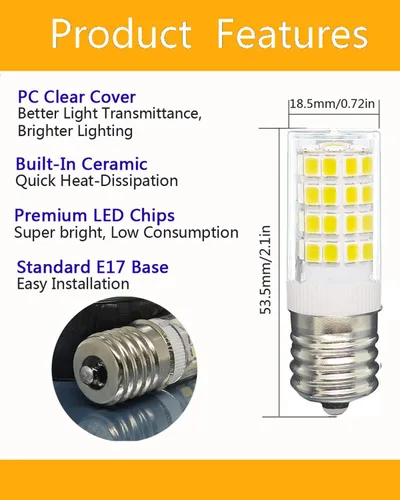 Miniatura 5 de KEI D28x kel 2816x Bombilla para refrigerador 3W E17 LED de repuesto de bombilla para congelador, 5304522314 5304517886 blanco frío 6000K 100V-265V