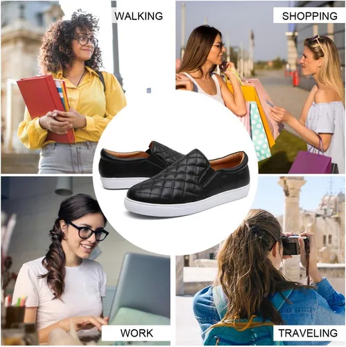 Miniatura 2 de VOCNTVY Mocasines cómodos y casuales de cuero acolchado para mujer