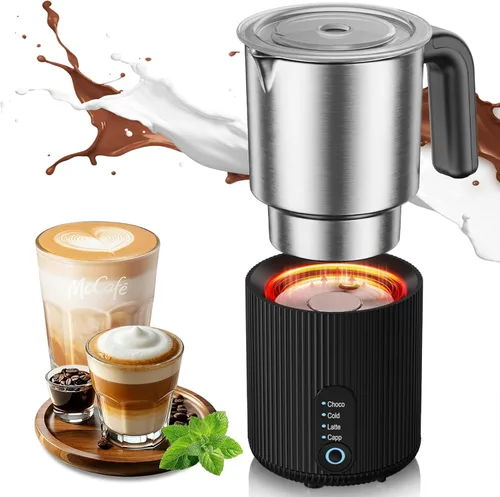 Espumador de leche eléctrico y vaporizador, vaporizador de leche instantáneo 4 en 1 para café, café con leche, capuchino, chocolate caliente,