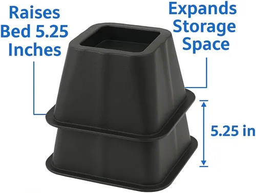 Miniatura 2 de SKYREN Elevadores de cama, plástico resistente de 6 pulgadas, negro, paquete de 4, para camas, sofás y mesas