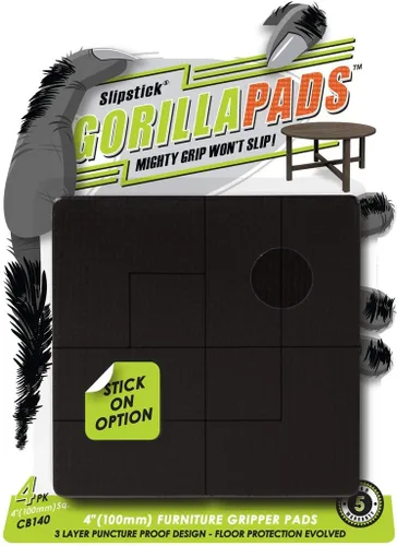 Slipstick GorillaPads - Almohadillas antideslizantes para muebles de 4 pulgadas (precortadas para ajustar al tamaño) detienen el deslizamiento y