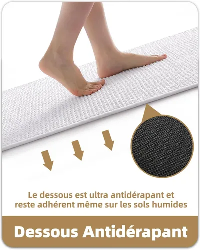 Miniatura 2 de Color&Geometry Tapete de baño con parte trasera de goma de 24 x 16 pulgadas, antideslizante, lavable a máquina, alfombra bohemia de felpilla suave