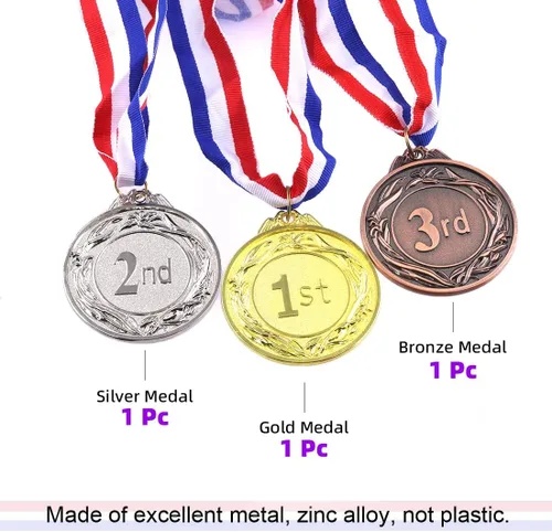 Miniatura 3 de Swpeet Medallas de premio de metal con cinta para el cuello, medallas de ganador de estilo olímpico Medallas de oro y plata Brone Medallas de 1er