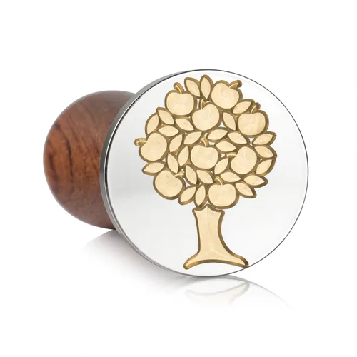 Miniatura 2 de Mceal Sello de cera, cabeza de latón plateado con mango de palisandro, 1.2 pulgadas de diámetro (árbol de manzano)