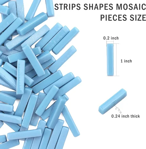 Miniatura 5 de Youway Style Azulejos de Mosaico Azules para Manualidades a Granel, 150g Formas de Tiras Piezas de Vidrio de Mosaico, Kit de Manualidades de Jardín