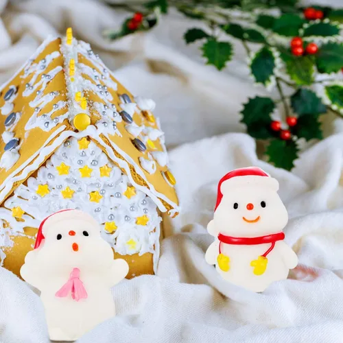 Miniatura 5 de BESTOYARD Kit de muñeco de nieve en miniatura de Navidad, adornos de jardín de hadas, manualidades de resina, figuras de globo de nieve, decoración