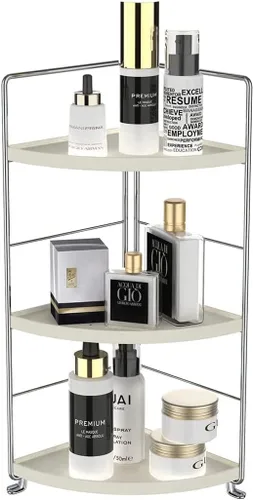 Miniatura 3 de Organizador de 3 niveles para encimera de baño, bandeja de tocador para cosméticos y maquillaje, estante de especias de cocina, estante de pie, Plata