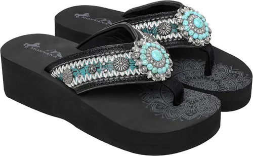 Miniatura 2 de Montana West Chanclas patrióticas para mujer sandalias de cuña Western Concho