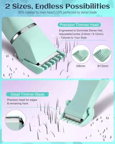 Miniatura 3 de Maquinilla de afeitar eléctrica impermeable para bikini para mujeres, afeitadora de vello púbico, afeitadora recargable con cuchillas cerámicas