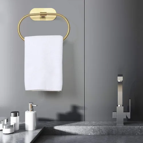 Miniatura 2 de HouseAid Toallero autoadhesivo para baño, soporte para toallas de mano adhesivo de acero inoxidable, sin perforaciones, moderno colgador de toallas