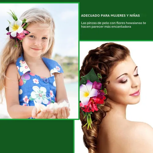 Miniatura 5 de Accesorios para el cabello de flores de plumeria hawaiana Ahoney para mujeres y niñas - 4 piezas de broches y horquillas de flores artificiales