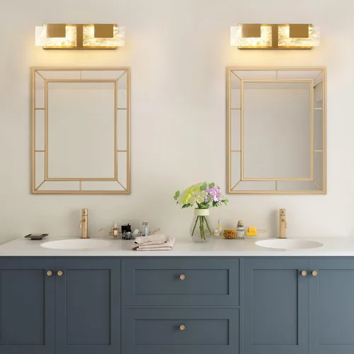 Miniatura 3 de Luz LED para Tocador de Baño: Accesorios de Iluminación Modernos de Acrílico en Dorado Cepillado de 16 pulgadas - 2 Luces Contemporáneas de Acabado