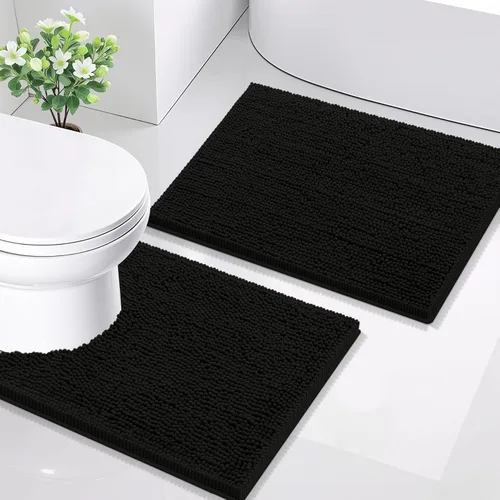 Miniatura 40 de Smiry Juego de 2 alfombras de baño, felpilla suave y absorbente, lavable a máquina, antideslizantes, para bañera, ducha y suelo