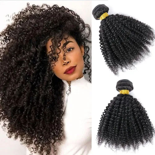 Miniatura 40 de Paquetes de cabello afro rizado y kinky, extensiones de cabello humano de 8 pulgadas, tejido rizado sin procesar, doble entretejido, virgen