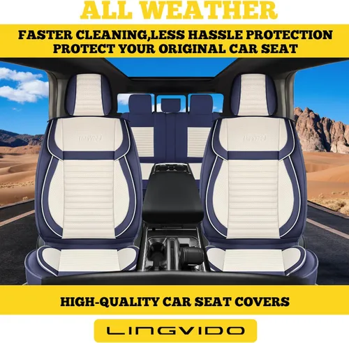 Miniatura 3 de LINGVIDO - Funda universal para asiento de automóvil, transpirable e impermeable, de piel sintética, para autos, SUV, sedán