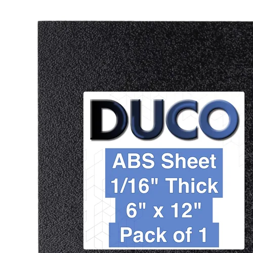 Duco - Lámina de plástico ABS fabricada en Estados Unidos de 1/16 pulgadas de grosor, 6 x 12 pulgadas, 1 paquete de paneles termoplásticos negros,