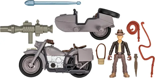 Indiana Jones Worlds of Adventure with Motorcycle and Sidecar - Juego de figuras de acción de 2.5 pulgadas, figuras de acción, a partir de 4 años