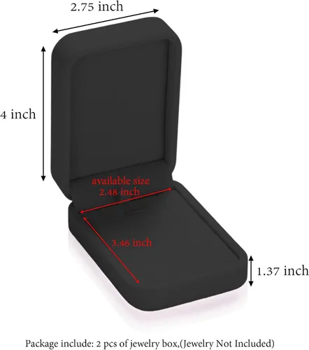 Miniatura 2 de HESSION Juego de 2 joyas de terciopelo colgante collar caja de regalo de compromiso boda caso (negro)
