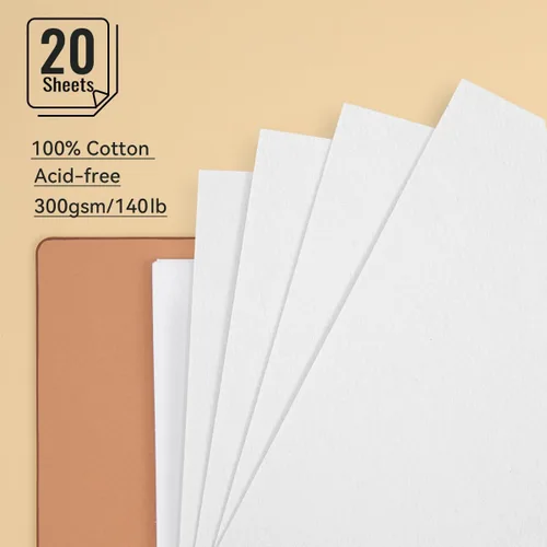 Miniatura 3 de Libro de bocetos de acuarela Lightwish, 100% algodón sin ácidos, papel de acuarela prensado en frío de 300 gsm/140 lb para artistas, adultos