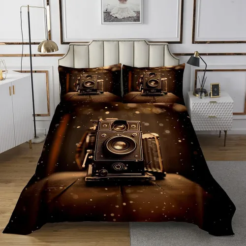 Miniatura 32 de Homewish Theater Cinema Poster Quilt Sets Twin Size,Retro Movie Bedspread Coverlet 2Pcs for Kids Girls Boys Room Decor,Popcorn Quilts Set Movie