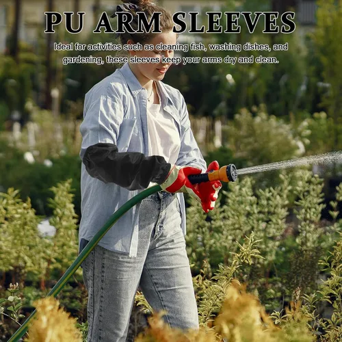 Miniatura 6 de SEWACC 2 Pairs Waterproof Pu Arm Sleeves with Elastic, Forearm Protective Sleeves Oilproof for Cleaning, Dishwashing, Gardening and Industrial Use