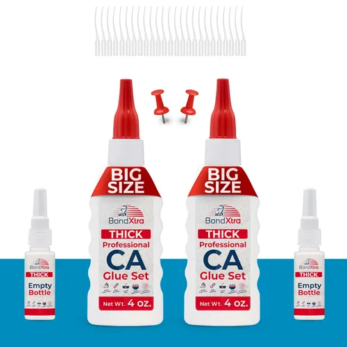 Miniatura 13 de Pegamento CA mediano de 2 onzas para carpintería, kit de superpegamento premium para torneado de madera con botellas adicionales, tapas