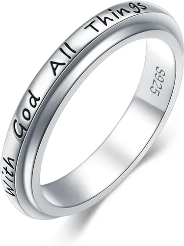 Miniatura 8 de Ladytree Anillo giratorio de plata de ley S925 para ansiedad, anillo inspirador de promesa, ansiedad, preocupación, alivio del aburrimiento, TDAH