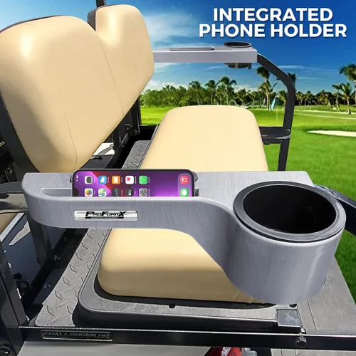 Miniatura 2 de Reposabrazos de carrito de golf de color titanio – Reposabrazos para carrito de golf con portavasos para Club Car Yamaha y EZGO Accesorios