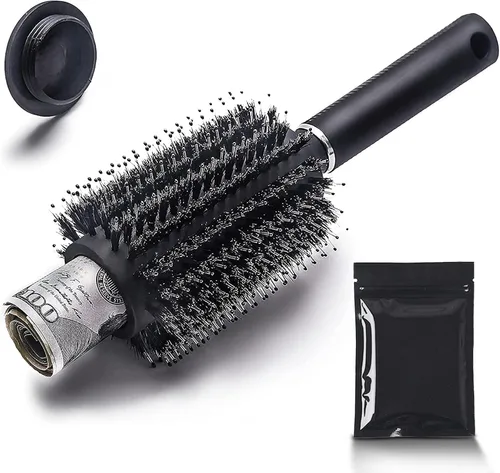Charmonic Cepillo para el pelo, cepillo redondo seguro para viajes, cepillo seguro con tapa extraíble discreta con bolsa a prueba de olores, puede