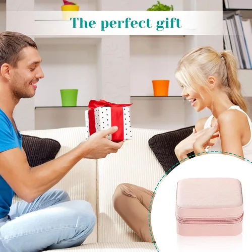 Miniatura 7 de Hicarer 4 cajas pequeñas de joyería de viaje de piel sintética organizador de joyas portátil de viaje para anillos aretes collar para niñas y mujeres