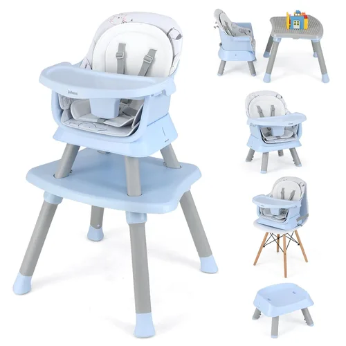 Miniatura 16 de INFANS Silla Alta 8 en 1 para Bebé, Silla Alta Convertible para Bebés y Niños Pequeños, Asiento Elevador de Comedor para Bebés, Mesa de Bloques