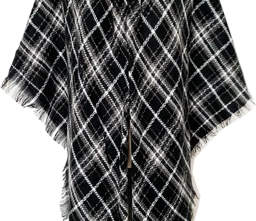Miniatura 8 de Wander Agio - Bufanda envolvente con diseño a cuadros o triangular para mujer, cálida y larga, de punto, sensación de cachemira, chal