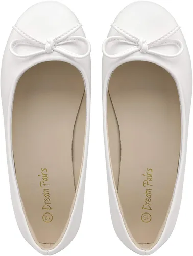 Miniatura 6 de DREAM PAIRS Zapatos de vestir para niñas, zapatos planos de ballet con lazo de moda