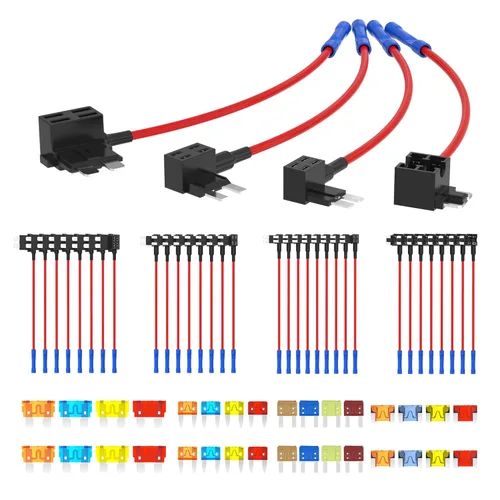 Miniatura 7 de RVBOATPAT 16 piezas 12V Fusibles de grifo de perfil bajo Mini Micro2 Portafusibles Automotriz Kit de fusibles para añadir un circuito ATO ATC ATM