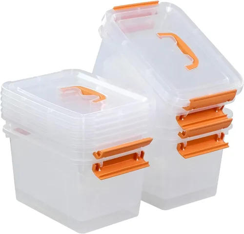 Miniatura 8 de Paquete de 6 cajas de almacenamiento de plástico de 5 litros con tapa, cajas con tapa transparente