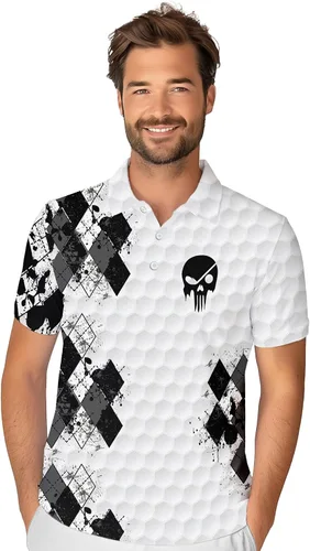 Miniatura 2 de PAGYMO Camisas de golf para hombre, con estampado divertido y loco hawaiano