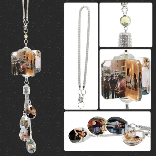 Miniatura 5 de Accesorios de coche colgantes de cristal con foto personalizada para mujeres y hombres, imágenes personalizadas para espejo retrovisor del STYLE 14
