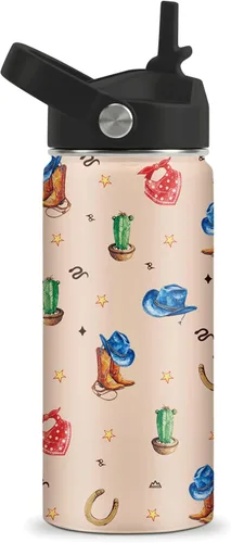 Miniatura 25 de Axolotl - Botella de agua de 12 onzas con tapa con pajilla, botella de agua de acero inoxidable con diseño de ajolotes para niñas, taza aislada