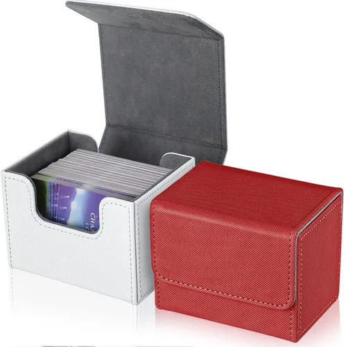 Miniatura 10 de Weewooday 2 cajas de cartas de cuero de gran tamaño para más de 100 cartas con funda para juego coleccionable, compatible con Mtg Tcg