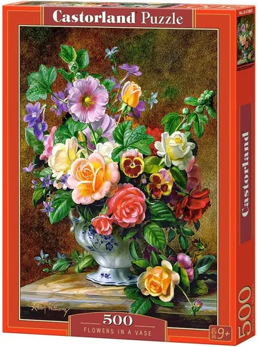 CASTORLAND Rompecabezas de 500 piezas, flores en un jarrón, rompecabezas de flores y plantas, Albert Williams, rompecabezas de pintura, rompecabezas