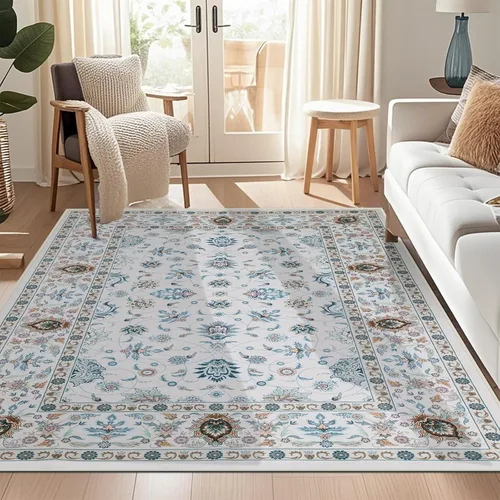 Miniatura 8 de WILLSUN Alfombras lavables de área, alfombras grandes antideslizantes de 5 x 7 pulgadas estilo bohemio para sala de estar, dormitorio, alfombra
