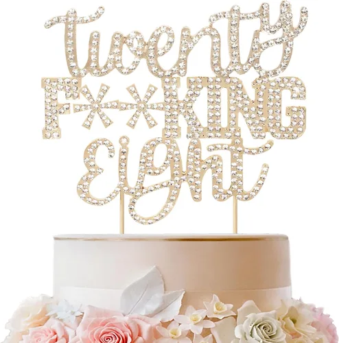 Miniatura 68 de LINGTEER Veintiún divertidos adornos dorados para tartas con diamantes de imitación – Saludos a los 21 años de edad, decoración de centros de mesa